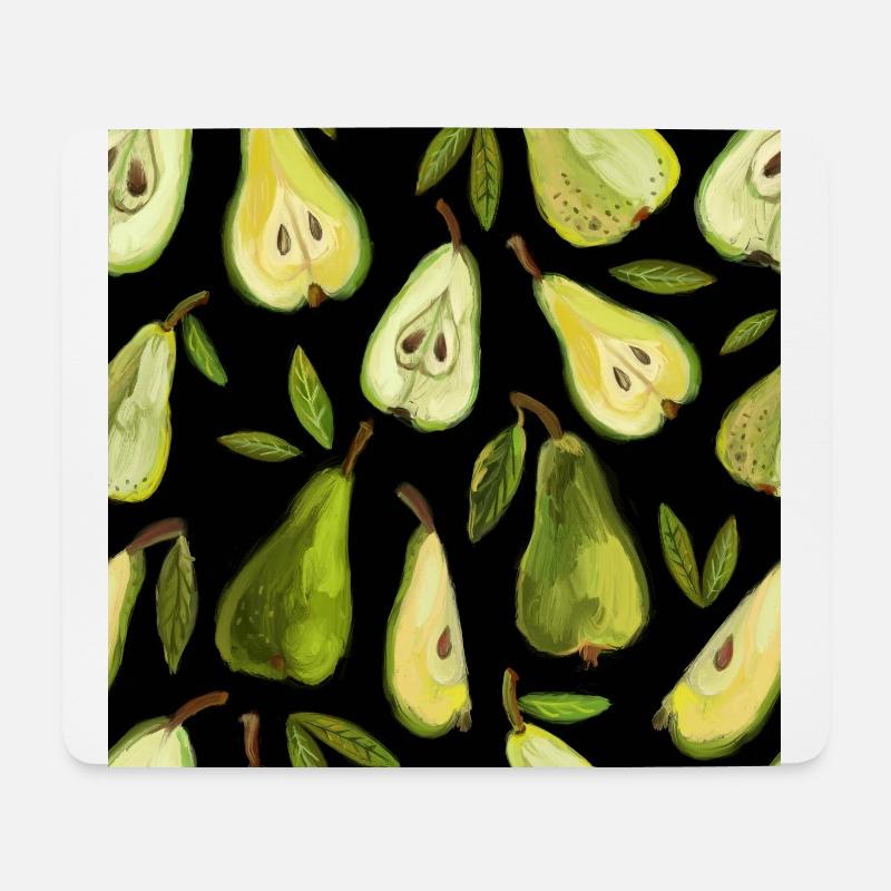 Pear seamless pattern. Black background. - Mousepad (Querformat) - Weiß