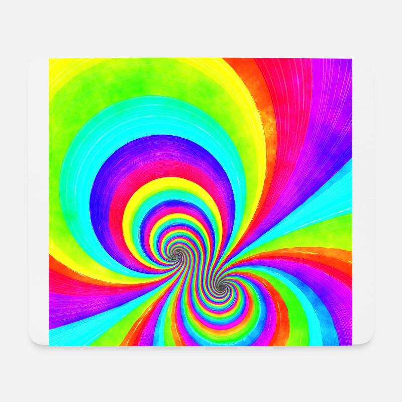 Flower Power Rainbow - Multi Swirl 2A - Mousepad (Querformat) - Weiß