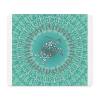 Silber Schildkröte in einem grünen Mandala - Mousepad (Querformat) - Weiß - Vorne