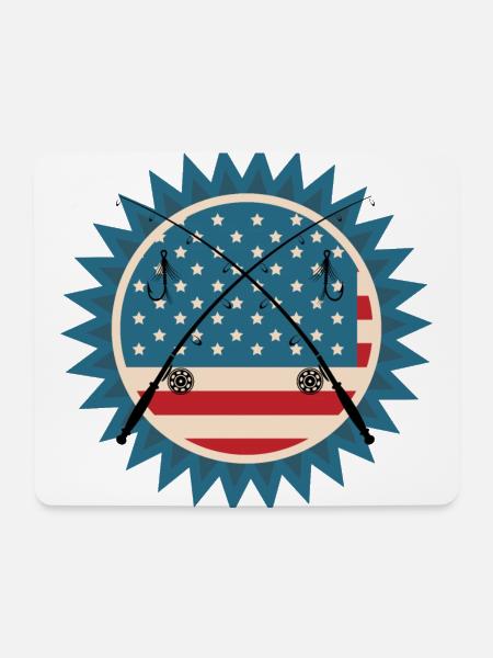 USA Hobby Angelrute - Mousepad (Querformat) - Weiß