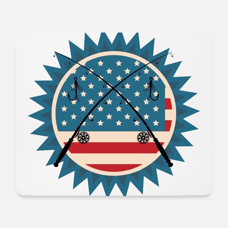 USA Hobby Angelrute - Mousepad (Querformat) - Weiß