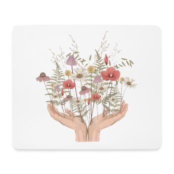 Blumenhände - Mousepad (Querformat) - Weiß - Vorne