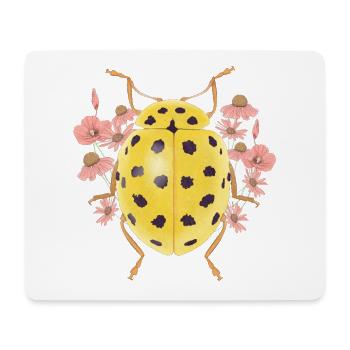 Coccinelle jaune avec des fleurs - Tapis de souris (format paysage) - blanc - Devant