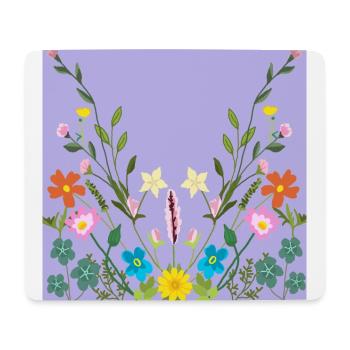 Blooming Wildflower Floral Art sur Purple - Tapis de souris (format paysage) - blanc - Devant