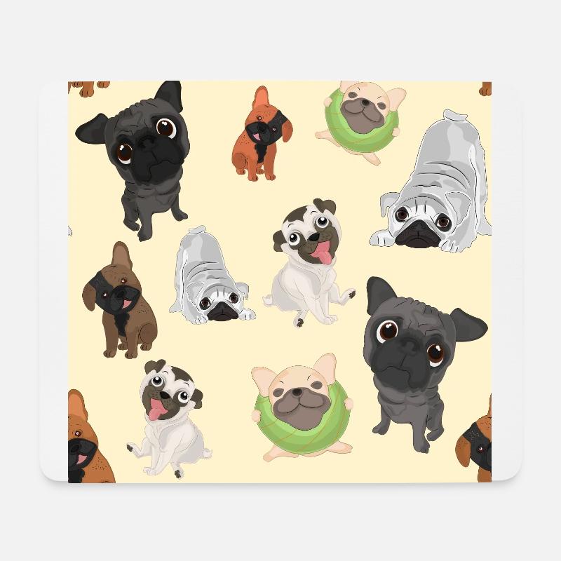 Möpsdesign für Hundeliebhaber - Mousepad (Querformat) - Weiß
