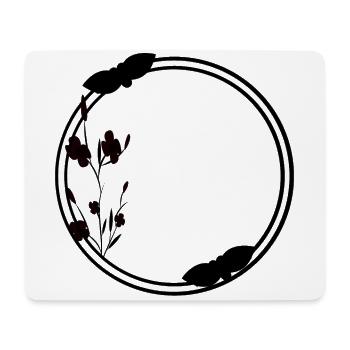 Frühlings Rahmen Kreis in schwarz Blumen - Mousepad (Querformat) - Weiß - Vorne