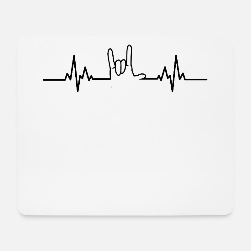 Rock´N Roll EKG Handzeichen Musik - Mousepad (Querformat) - Weiß