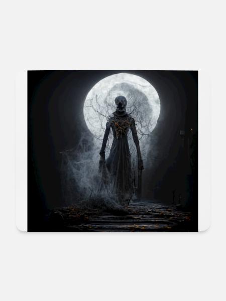 Halloween scary Witch full Moon - Mouse Pad (horizontal) - white
