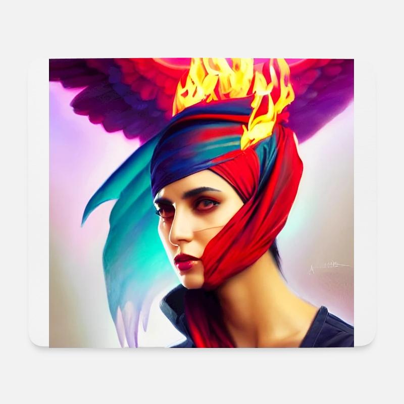 Iranische Frau mit brennenden Kopftuch Fineart - Mousepad (Querformat) - Weiß