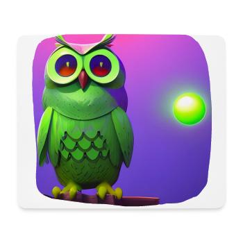 Funny Green Owl With Big Eyes - Mouse Pad (horizontal) - white - Front