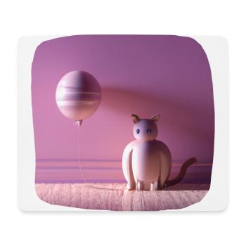 Pink cat with a balloon - Mouse Pad (horizontal) - white - Front