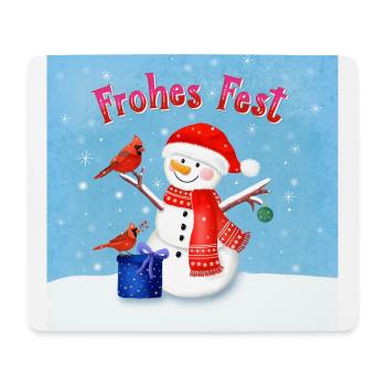 Schneemann wünscht Frohes Fest - Mousepad (Querformat) - Weiß - Vorne