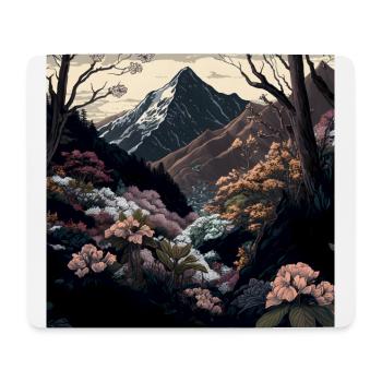 Ukiyo landscape mountains flowers Ukiyo-e - Mouse Pad (horizontal) - white - Front