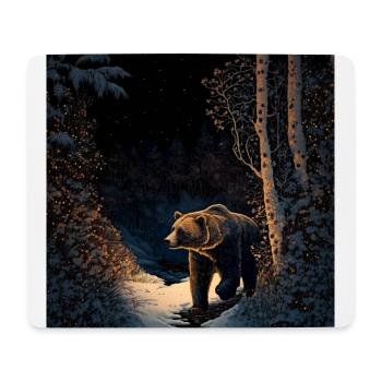 Ukiyo bear in forest landscape at winter time - Mouse Pad (horizontal) - white - Front