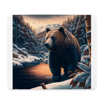Ukiyo bear in forest landscape at winter time - Mouse Pad (horizontal) - white - Front