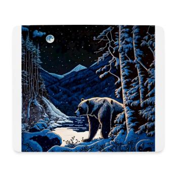 Ukiyo bear in forest landscape at winter time - Mouse Pad (horizontal) - white - Front