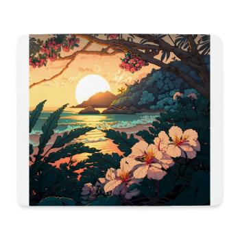 Ukiyo Tropical Sunrise on the Beach - Mouse Pad (horizontal) - white - Front