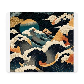 Ukiyo Wave Japanese Art - Mouse Pad (horizontal) - white - Front