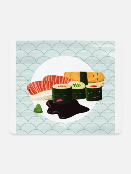 Schlafendes Sushi - Mousepad (Querformat) - Weiß