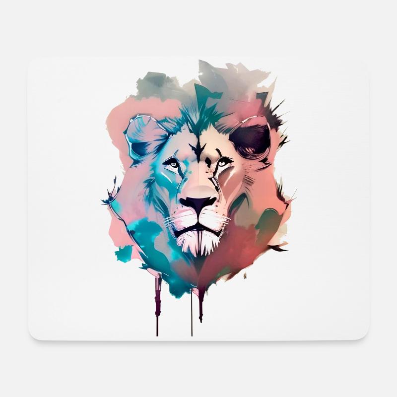 Löwe, Illustration - Mousepad (Querformat) - Weiß
