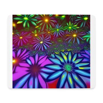 Psychedelische Blumen - Mousepad (Querformat) - Weiß - Vorne