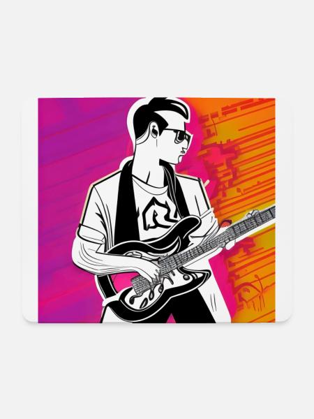 Gitarrist Pop Art - Mousepad (Querformat) - Weiß
