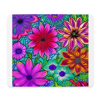 Neonblumen Kunst - Mousepad (Querformat) - Weiß - Vorne