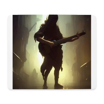 Dunkles Gitarristenporträt - Mousepad (Querformat) - Weiß - Vorne