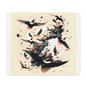 ukiyo birds japanese nature art - Mouse Pad (horizontal) - white - Front