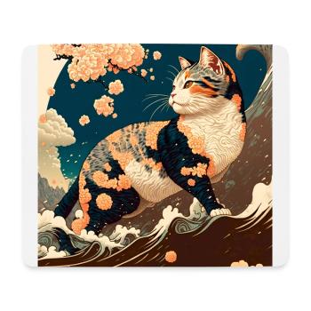 Ukiyo Beach Landscape with Cat - Mouse Pad (horizontal) - white - Front