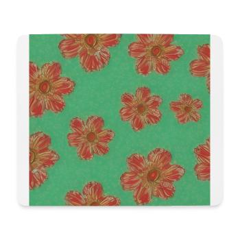 Rote Blumenmuster - Mousepad (Querformat) - Weiß - Vorne