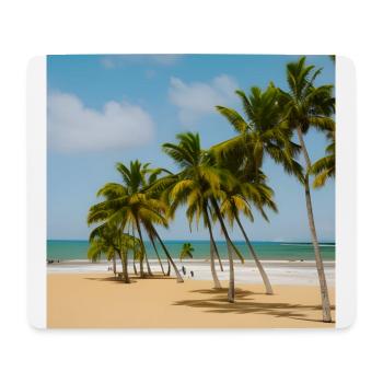 Calm beach with palm trees - Mouse Pad (horizontal) - white - Front