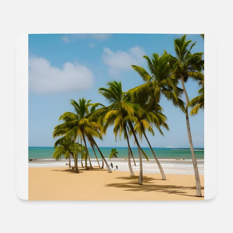 Ruhiger Strand mit Palmen - Mousepad (Querformat) - Weiß