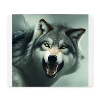 Wütender Wolf - Mousepad (Querformat) - Weiß - Vorne