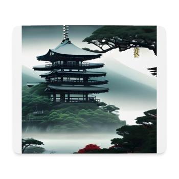 Temple japonais sur la colline - Tapis de souris (format paysage) - blanc - Devant