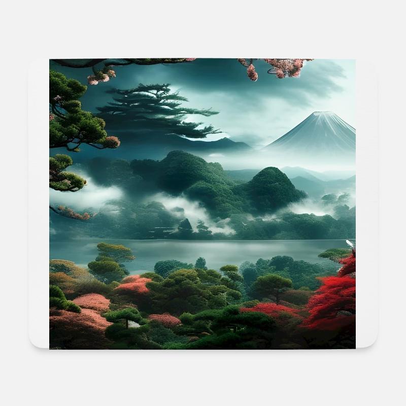 Friedliche japanische Natur - Mousepad (Querformat) - Weiß