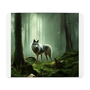 Wolf im grünen Wald - Mousepad (Querformat) - Weiß - Vorne