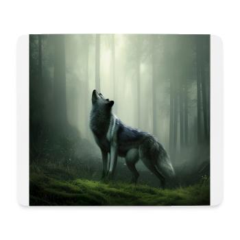 Howling wolf at midnight - Mouse Pad (horizontal) - white - Front