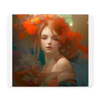 Portrait of a red-haired woman - Mouse Pad (horizontal) - white - Front