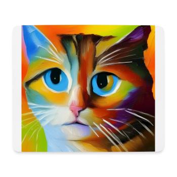Abstraktes Katzenporträt - Mousepad (Querformat) - Weiß - Vorne