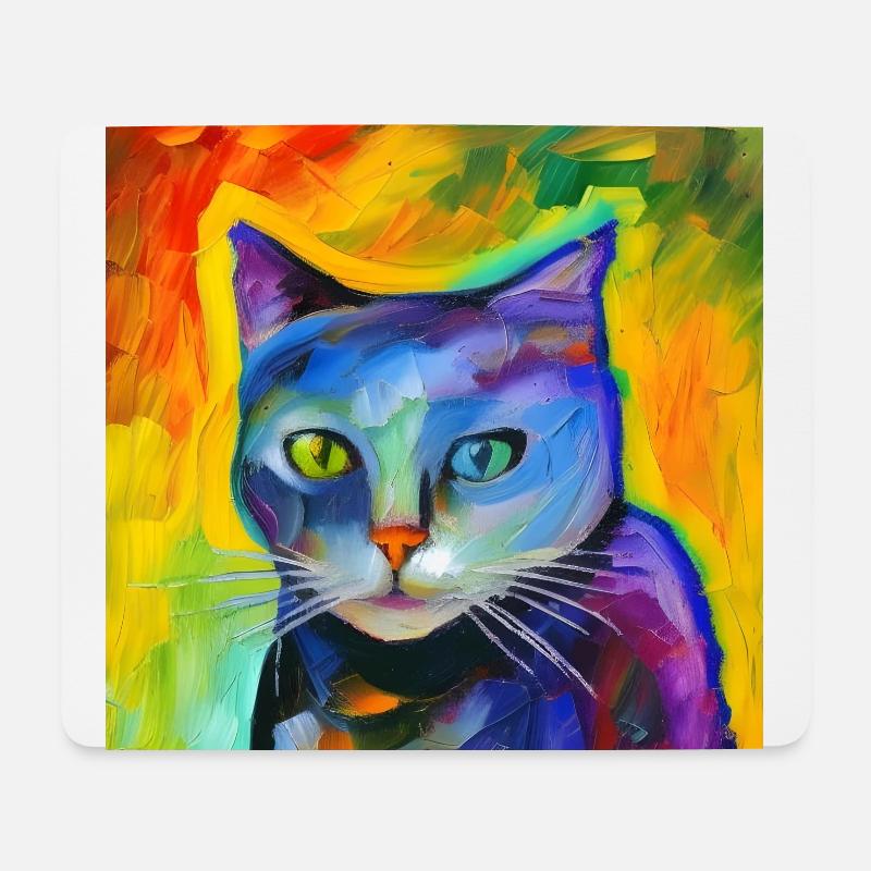 Fantasieporträt einer Katze - Mousepad (Querformat) - Weiß