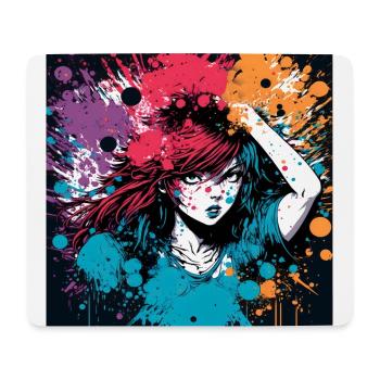 Anime modern redhead girl colour Splash - Mouse Pad (horizontal) - white - Front