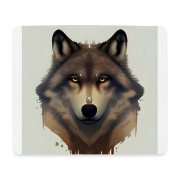 Wolfsgesicht Porträt - Mousepad (Querformat) - Weiß - Vorne