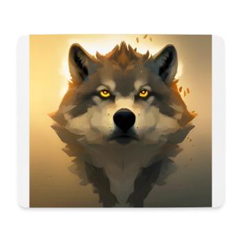 Wolf Porträt - Mousepad (Querformat) - Weiß - Vorne