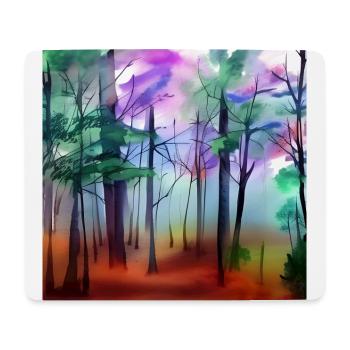Aquarelle forêt nature - Tapis de souris (format paysage) - blanc - Devant
