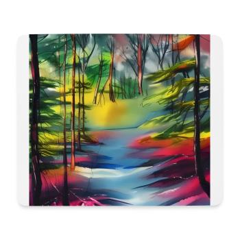 Aquarell Fluss im Wald - Mousepad (Querformat) - Weiß - Vorne