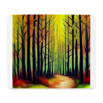 Sonnenuntergang Aquarell Wald - Mousepad (Querformat) - Weiß - Vorne