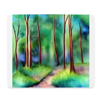 Route forestière aquarelle - Tapis de souris (format paysage) - blanc - Devant