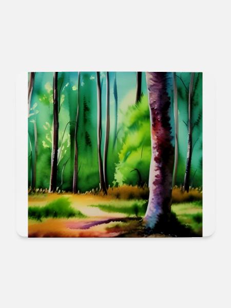 An image of trees watercolor - Mouse Pad (horizontal) - white
