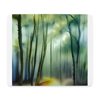 Nebel im Aquarellwald - Mousepad (Querformat) - Weiß - Vorne